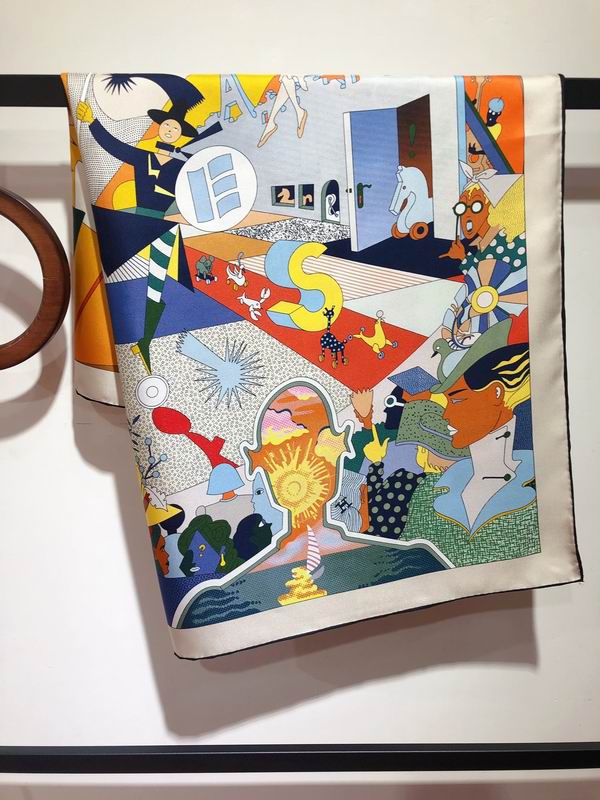 Hermes silk scarf 90X90cm E (7)