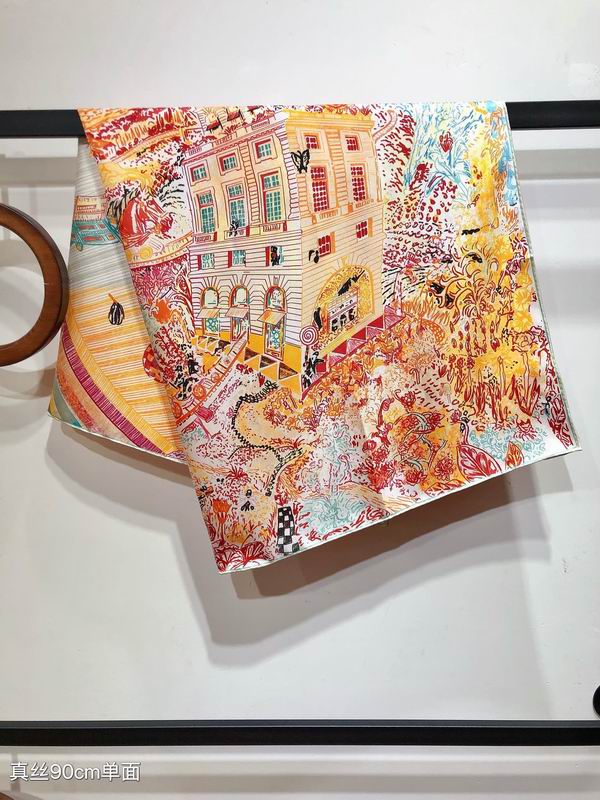 Hermes silk scarf 90X90cm E (8)
