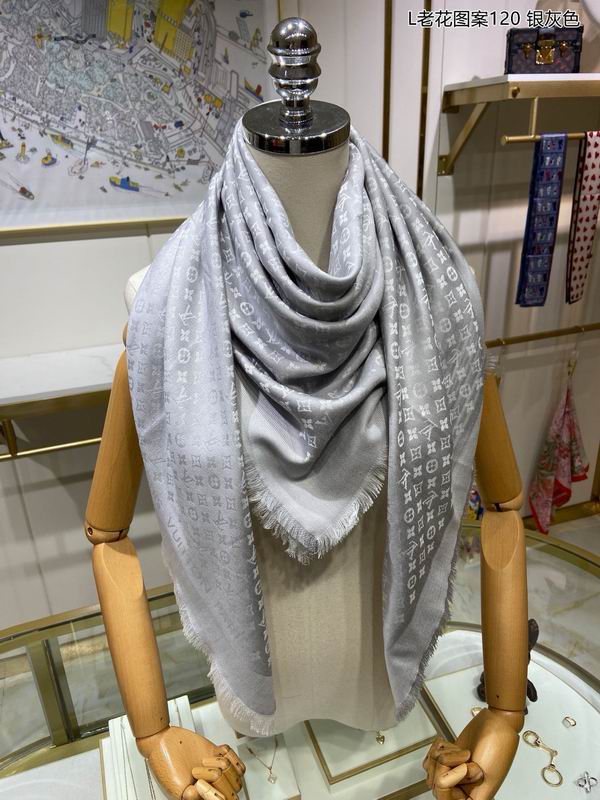LV Scarf 120X120cm 50%羊毛50%真丝 E26 (11)