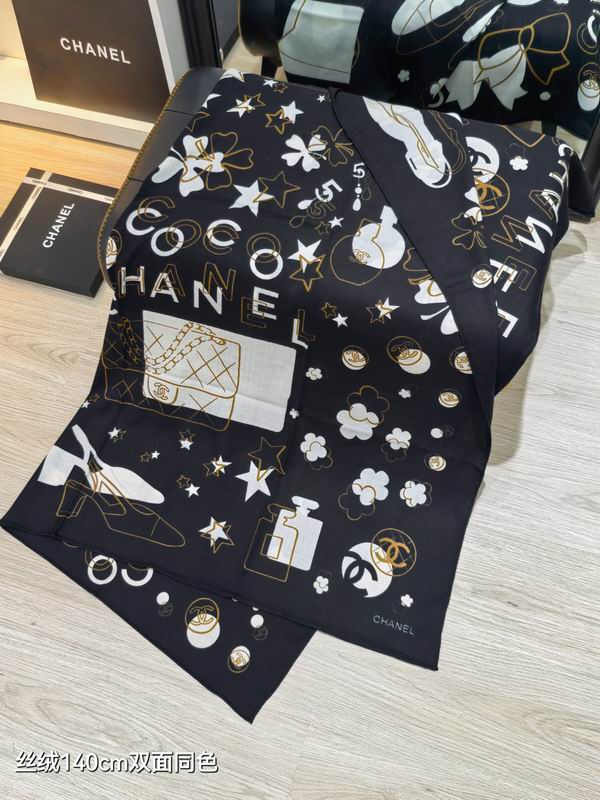 Chanel Scarf 140X140cm 70%羊绒30%真丝 E17 (6)