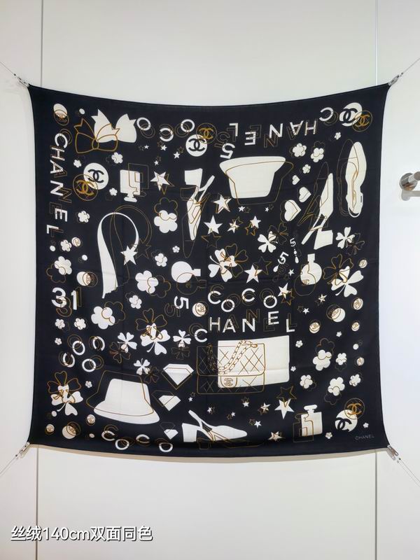 Chanel Scarf 140X140cm 70%羊绒30%真丝 E17 (8)