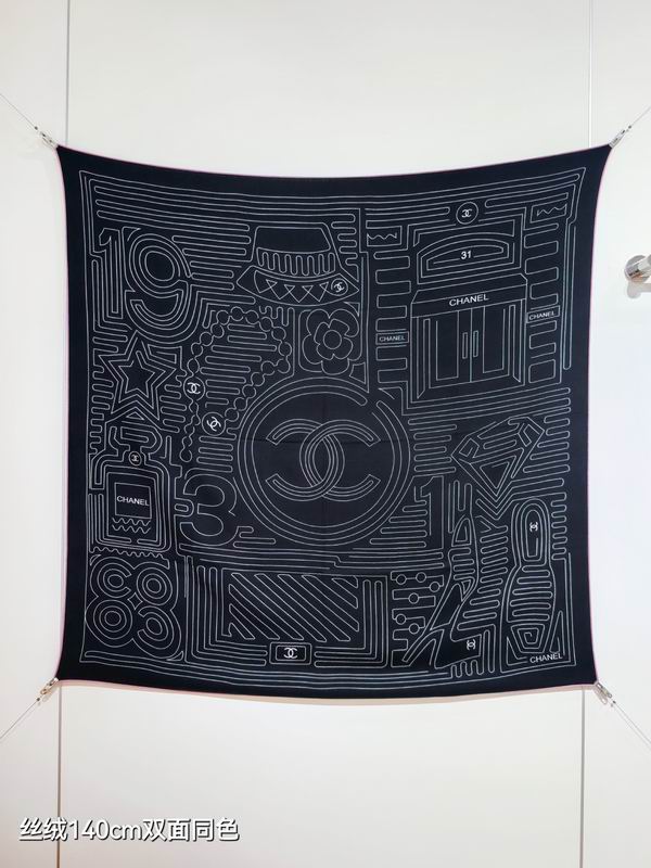 Chanel Scarf 140X140cm 70%羊绒30%真丝 E19 (8)