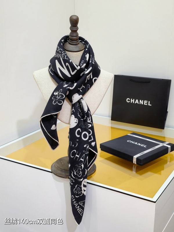 Chanel Scarf 140X140cm 70%羊绒30%真丝 E23 (2)
