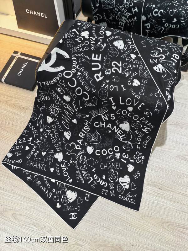 Chanel Scarf 140X140cm 70%羊绒30%真丝 E23 (6)