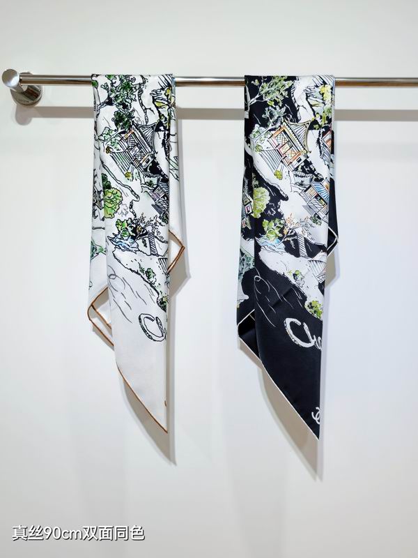 Chanel silk Scarf 90X90cm E19 (1)