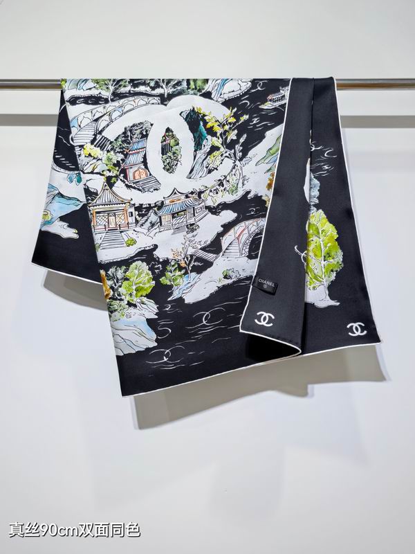 Chanel silk Scarf 90X90cm E19 (12)