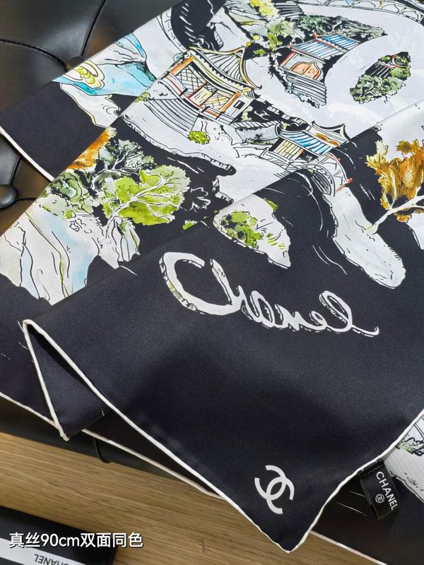 Chanel silk Scarf 90X90cm E19 (15)