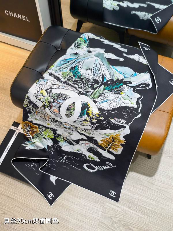 Chanel silk Scarf 90X90cm E19 (16)