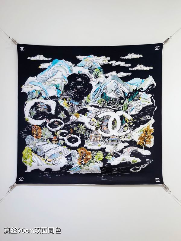 Chanel silk Scarf 90X90cm E19 (18)
