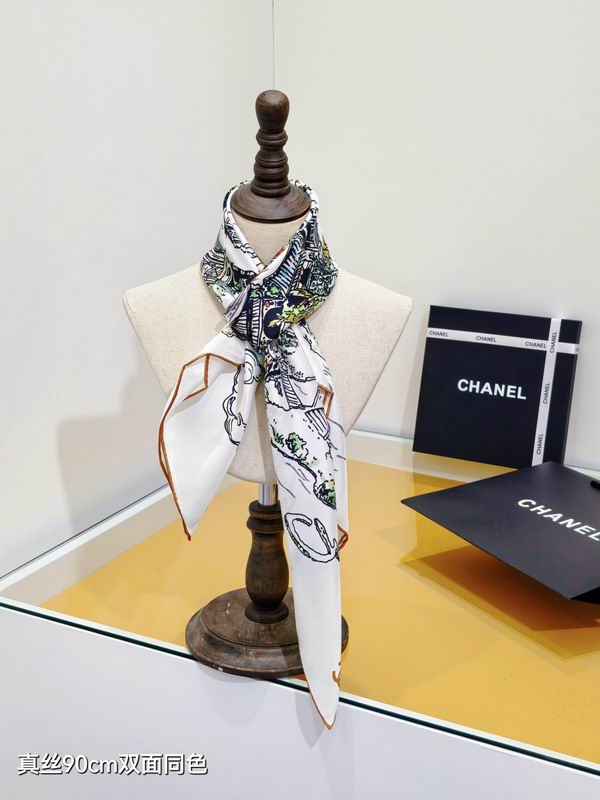 Chanel silk Scarf 90X90cm E19 (2)