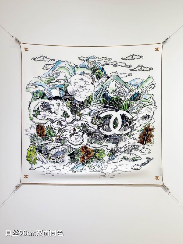 Chanel silk Scarf 90X90cm E19 (9)