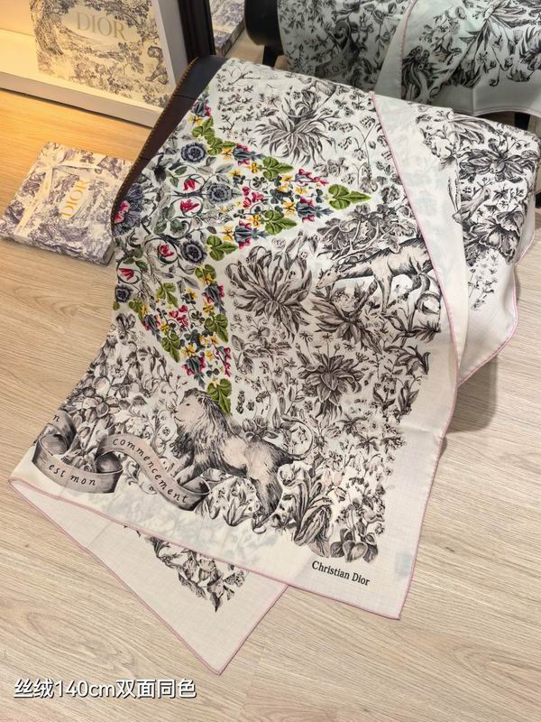 Dior Scarf 140X140cm 70%羊绒30%真丝 E05 (14)