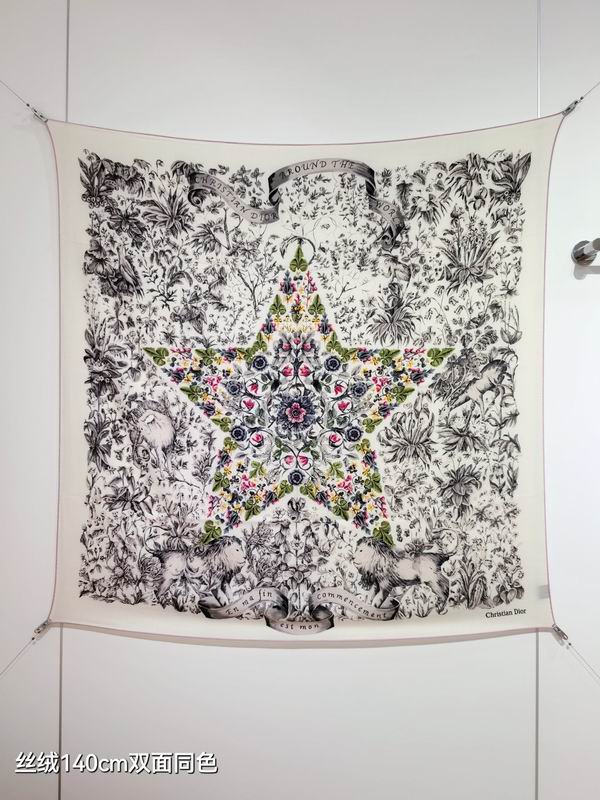 Dior Scarf 140X140cm 70%羊绒30%真丝 E05 (16)