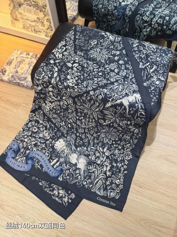 Dior Scarf 140X140cm 70%羊绒30%真丝 E05 (6)