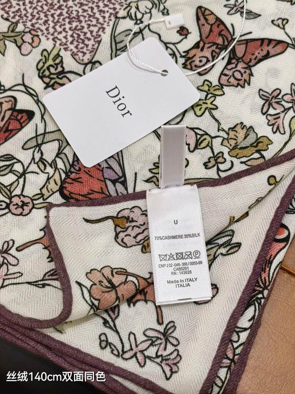 Dior Scarf 140X140cm 70%羊绒30%真丝 E34 (12)