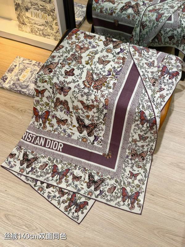 Dior Scarf 140X140cm 70%羊绒30%真丝 E34 (14)