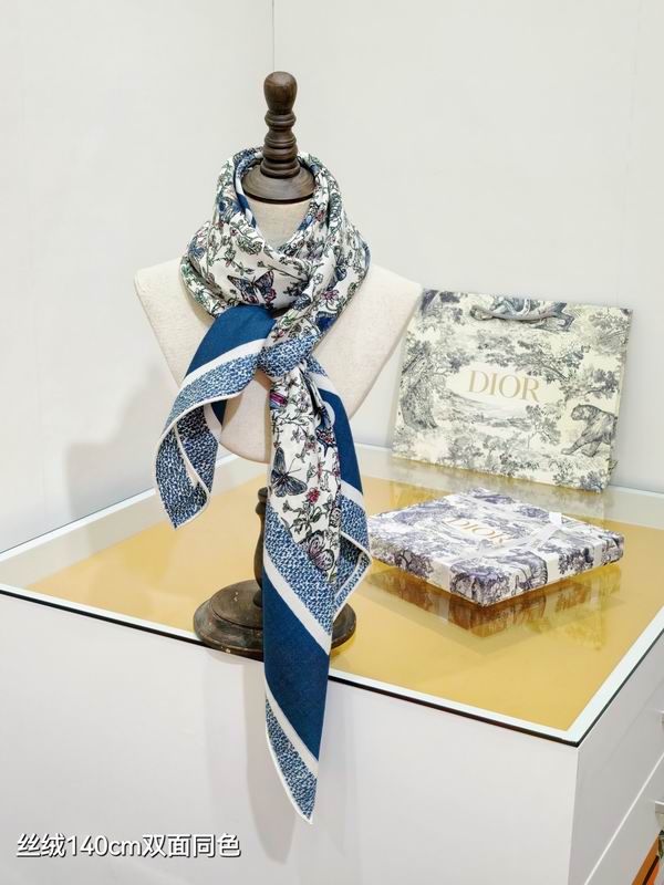 Dior scarf 140X140cm 70%羊绒30%真丝 E35 (10)