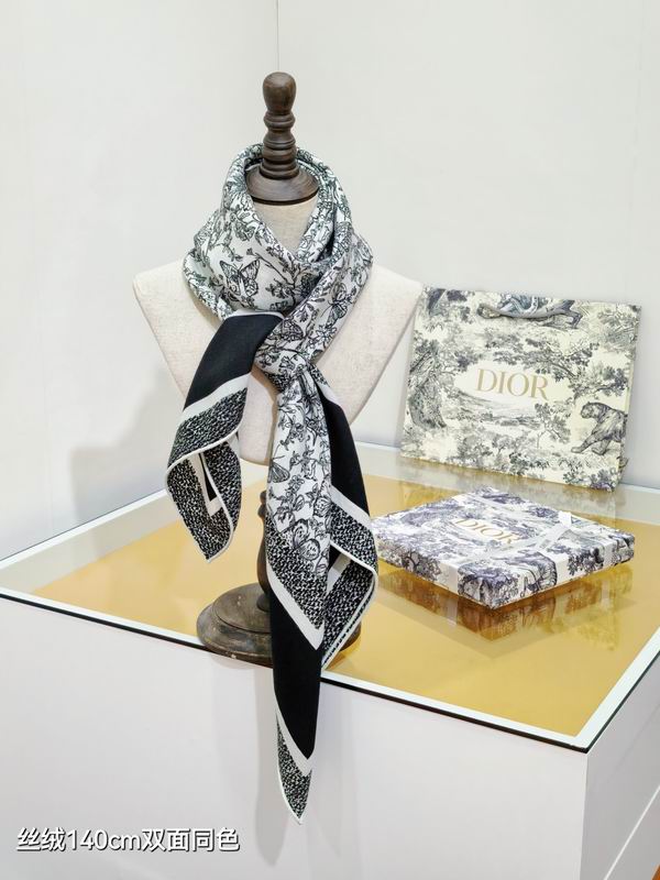Dior scarf 140X140cm 70%羊绒30%真丝 E35 (2)