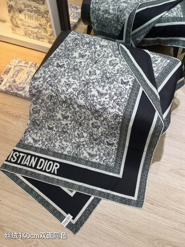 Dior scarf 140X140cm 70%羊绒30%真丝 E35 (6)
