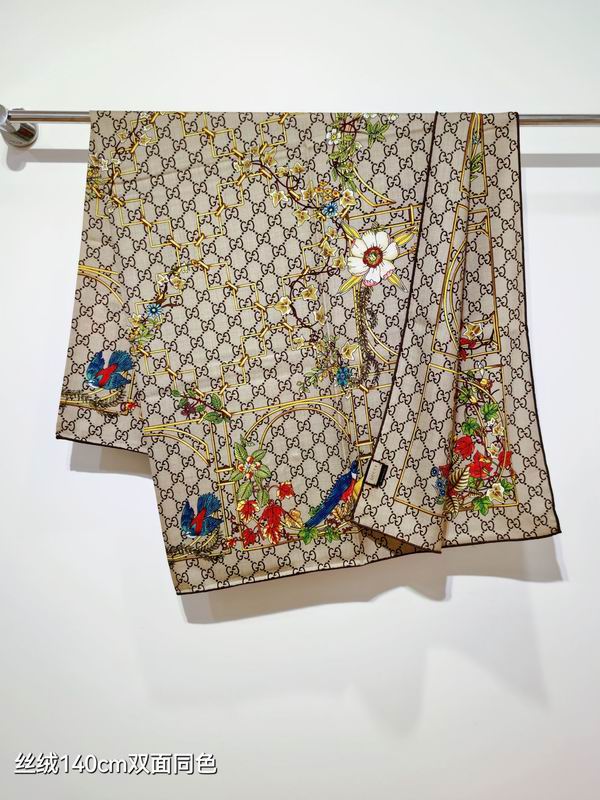 Gucci Scarf 140X140cm 70%羊绒30%真丝 E15 (11)
