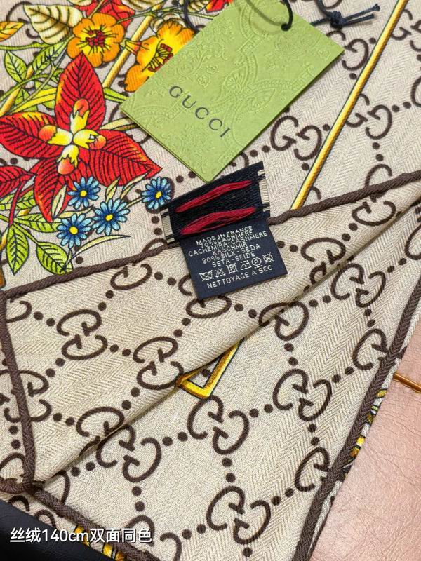 Gucci Scarf 140X140cm 70%羊绒30%真丝 E15 (12)