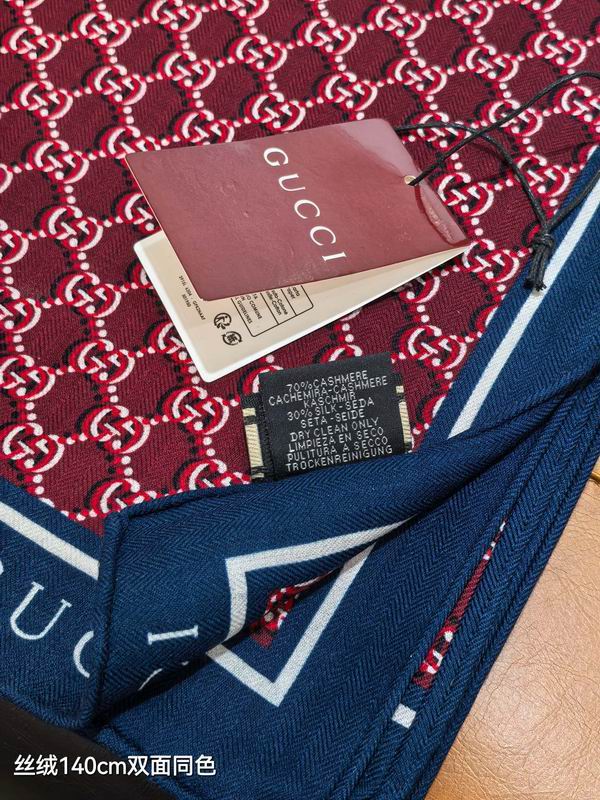 Gucci Scarf 140X140cm 70%羊绒30%真丝 E36  (4)