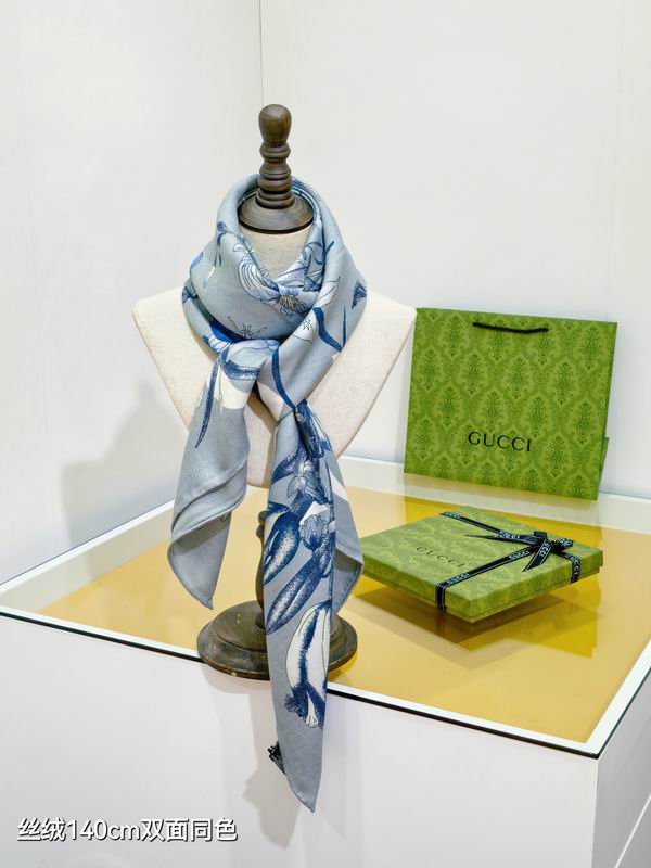 Gucci scarf 140X140cm 70%羊绒 30%真丝 E31 (10)