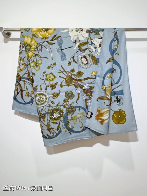 Gucci scarf 140X140cm 70%羊绒 30%真丝 E31 (19)