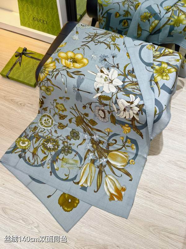 Gucci scarf 140X140cm 70%羊绒 30%真丝 E31 (22)