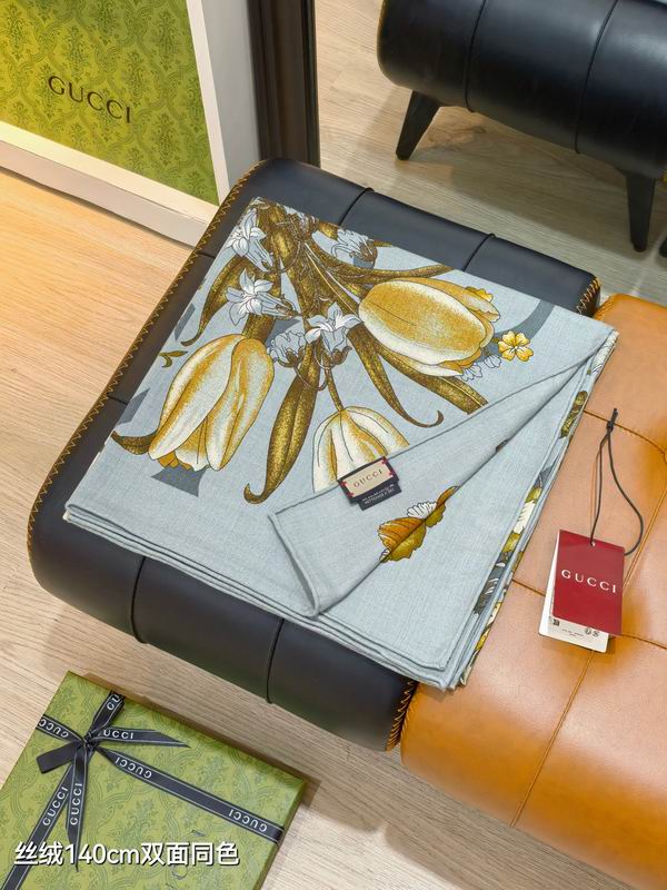 Gucci scarf 140X140cm 70%羊绒 30%真丝 E31 (23)