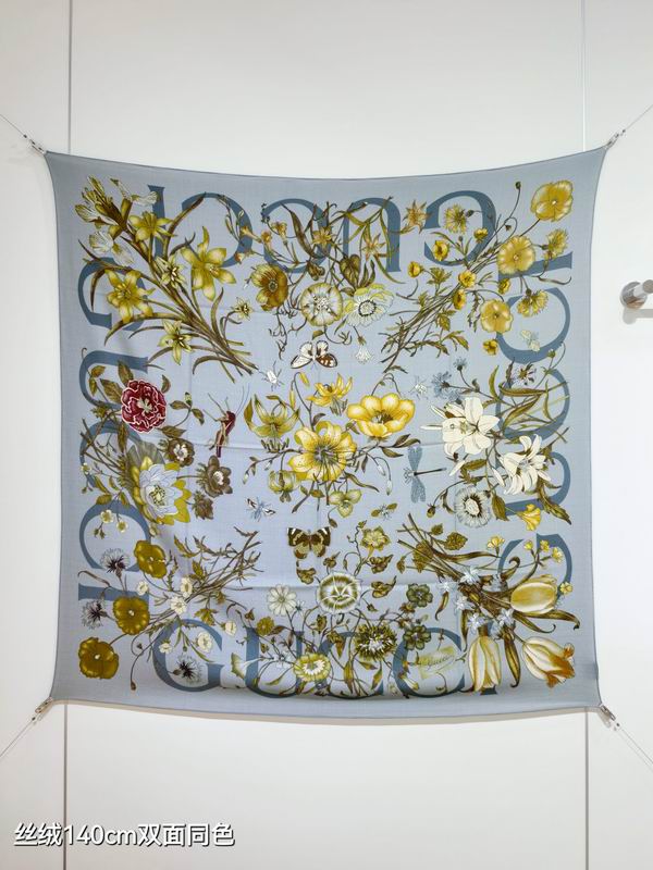 Gucci scarf 140X140cm 70%羊绒 30%真丝 E31 (24)
