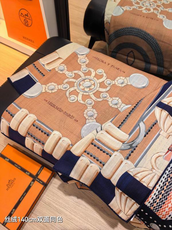 Hermes Scarf 140X140cm 70%羊绒30%真丝 E07 (13)