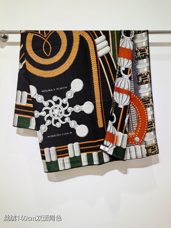 Hermes Scarf 140X140cm 70%羊绒30%真丝 E07 (27)