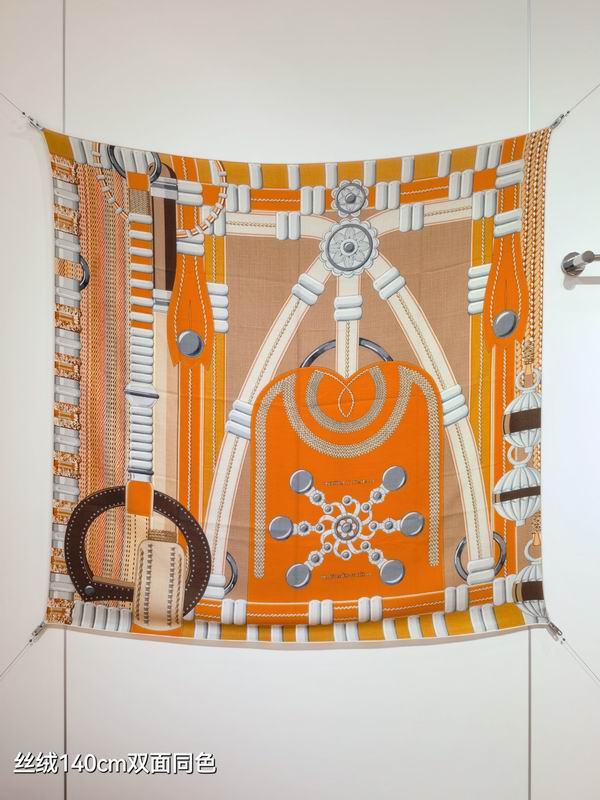 Hermes Scarf 140X140cm 70%羊绒30%真丝 E07 (8)