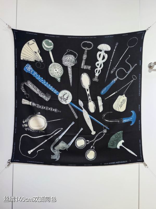 Hermes Scarf 140X140cm 70%羊绒30%真丝 E09 (16)