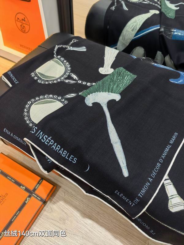 Hermes Scarf 140X140cm 70%羊绒30%真丝 E09 (5)