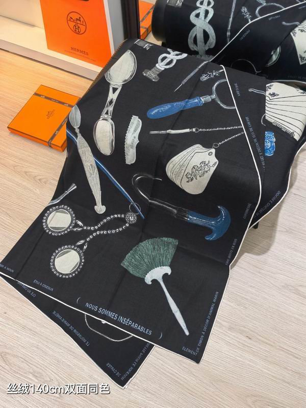 Hermes Scarf 140X140cm 70%羊绒30%真丝 E09 (6)