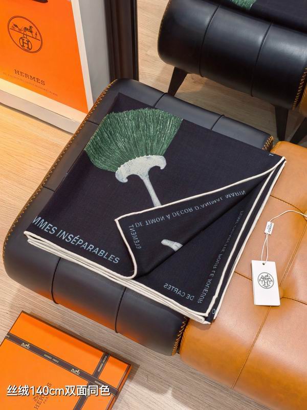 Hermes Scarf 140X140cm 70%羊绒30%真丝 E09 (7)