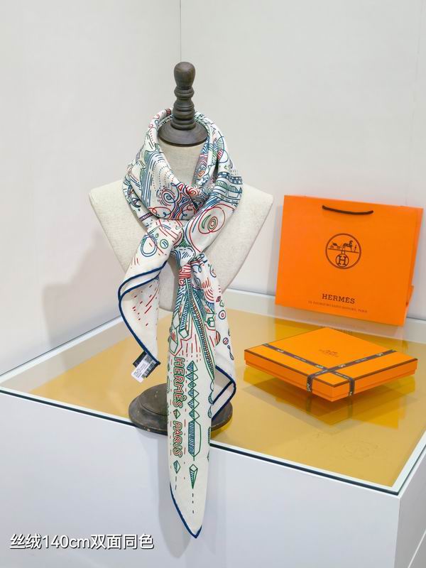 Hermes Scarf 140X140cm 70%羊绒30%真丝 E21 (10)