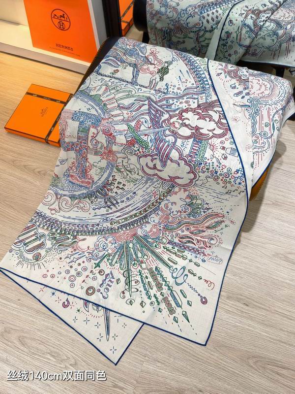Hermes Scarf 140X140cm 70%羊绒30%真丝 E21 (14)