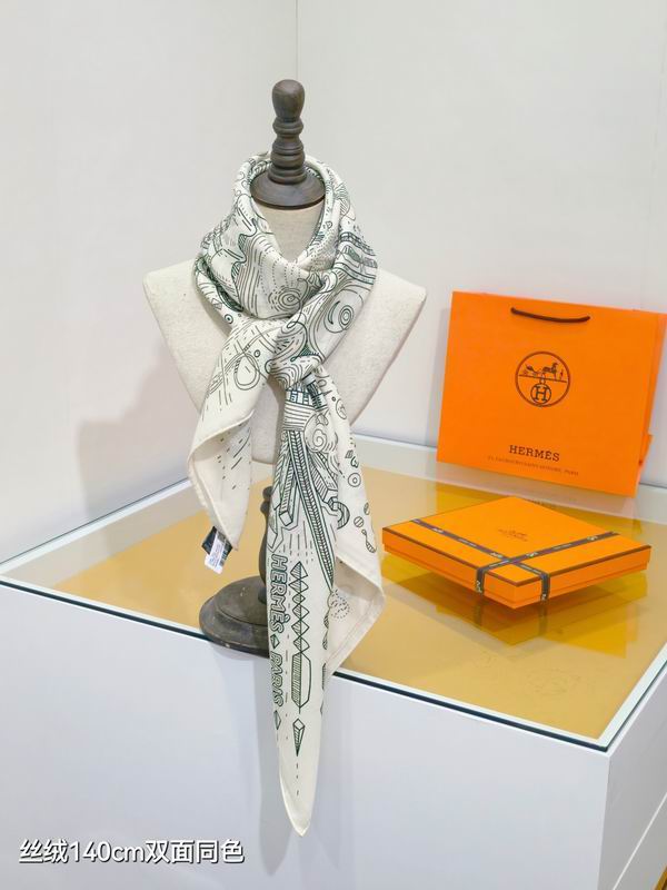 Hermes Scarf 140X140cm 70%羊绒30%真丝 E21 (2)