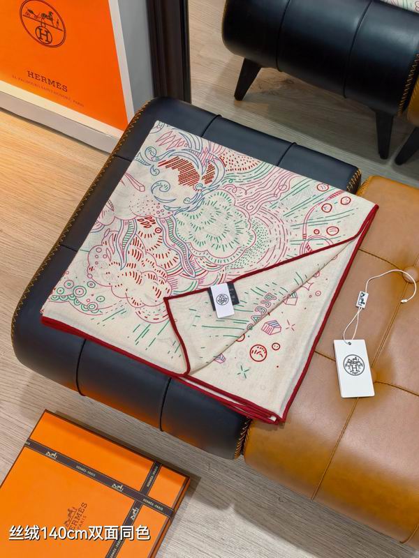 Hermes Scarf 140X140cm 70%羊绒30%真丝 E21 (31)