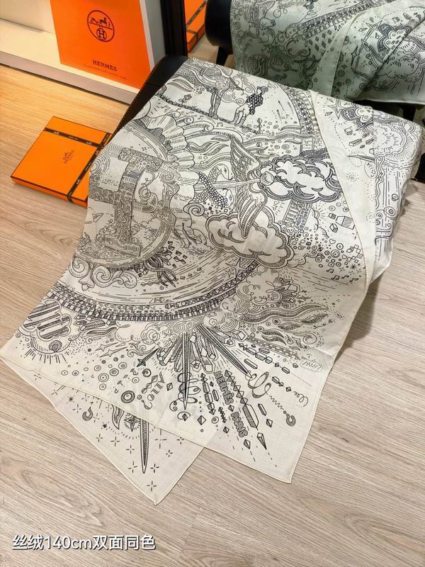 Hermes Scarf 140X140cm 70%羊绒30%真丝 E21 (6)