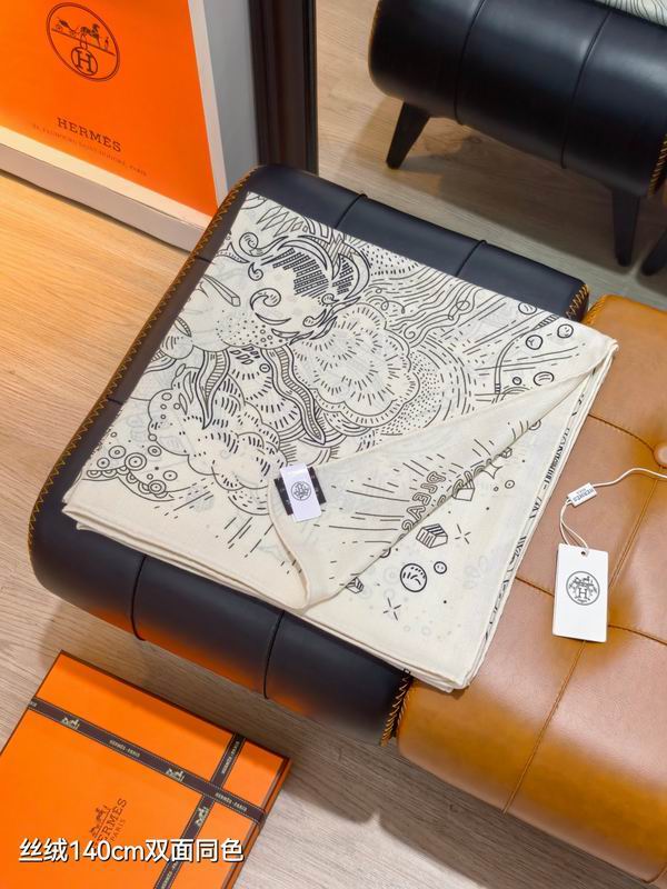 Hermes Scarf 140X140cm 70%羊绒30%真丝 E21 (7)