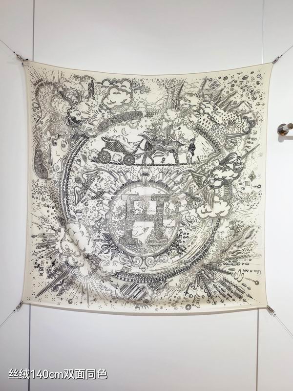Hermes Scarf 140X140cm 70%羊绒30%真丝 E21 (8)