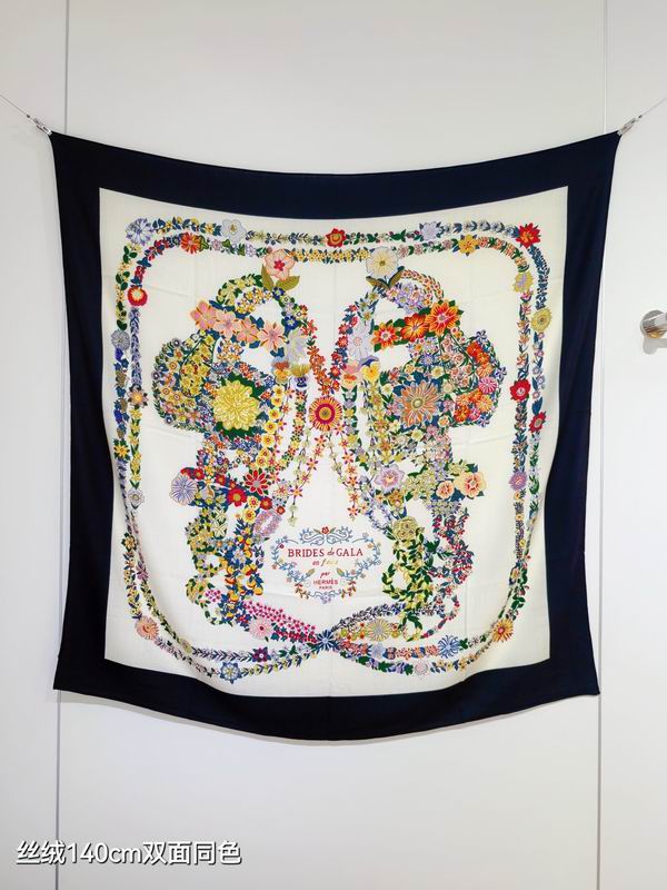 Hermes scarf 140X140cm 70%羊绒30%真丝 E27 (12)
