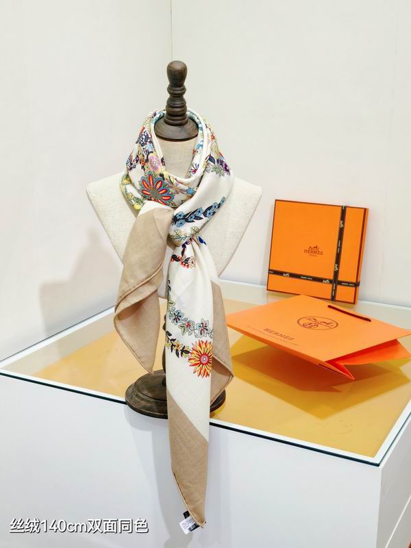 Hermes scarf 140X140cm 70%羊绒30%真丝 E27 (14)