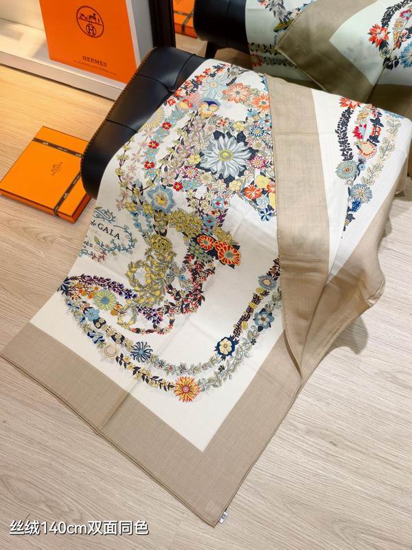 Hermes scarf 140X140cm 70%羊绒30%真丝 E27 (17)