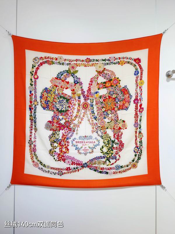 Hermes scarf 140X140cm 70%羊绒30%真丝 E27 (5)