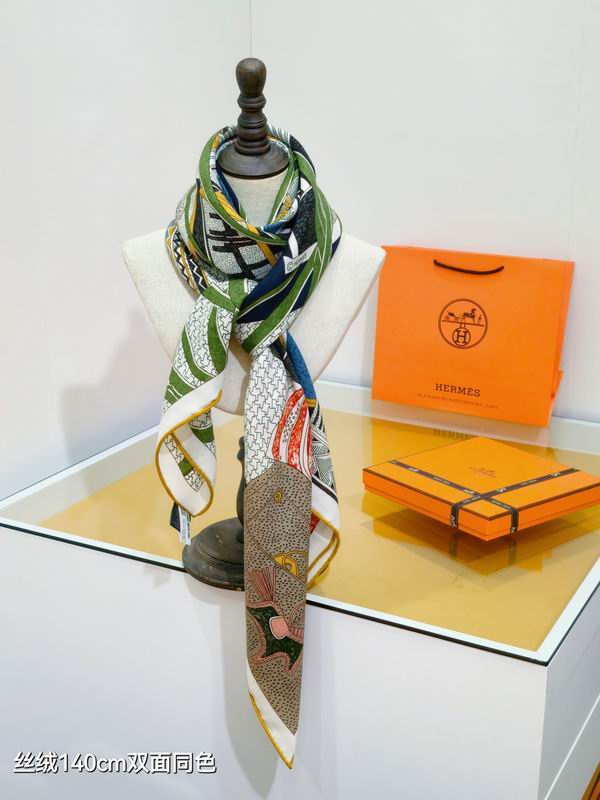Hermes scarf 140X140cm 70%羊绒30%真丝 E48 (12)